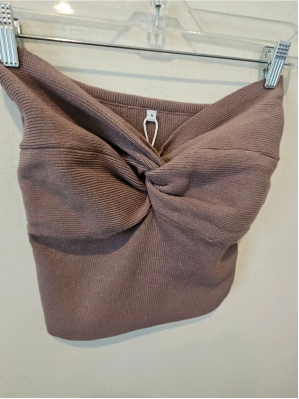 Women's ANRABESS NWT Brown Ribbed Knit Bandeau Tube Top S - Picture 6 of 12